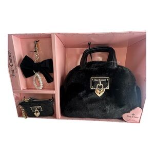 Juicy Couture Black Faux Fur Mini Bag with Charm
